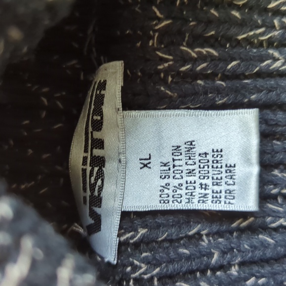 Silk/Cotton Turtleneck Black Knit Sweater - Picture 4 of 8